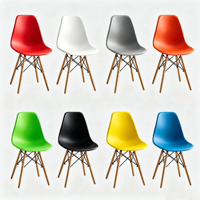 Good price Modern Plastic Dining Chair with Nordic Wooden Legs and X-shaped Iron Frame for 450mm Seat Height online