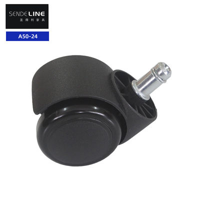 50Kg Loading Black Easy Assemble Nylon Office Chair Caster Wheel With 2 Inch Diameter